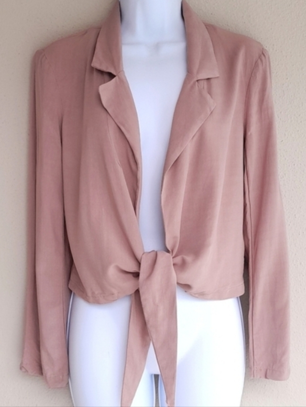 Naked Wardrobe Soft Blush Tie-Front Women's Jacket